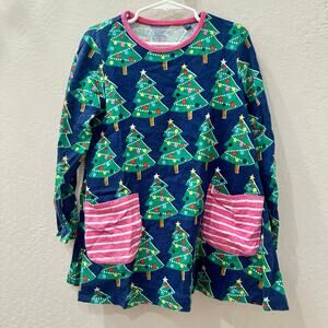 Mini Boden Navy Christmas Tree Long Sleeve Tunic